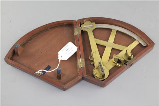 An early George III brass flat frame sextant, No 92 by Joseph Jackson, London, c.1760, fitted mahogany box probably 19th century, 7.75i